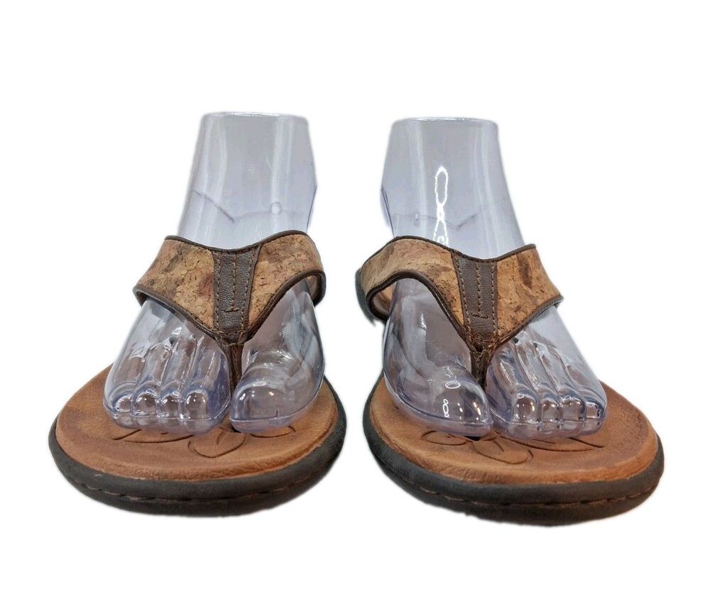B.O.C. by Børn Hindy Brown Cork Print PU FlipFlop Sandals Women's Size 9 Comfort